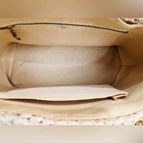 Vintage 50s Beaded Handbag brass Bamboo Handle Wicked Weave Made in Japan - Picture 6 of 12